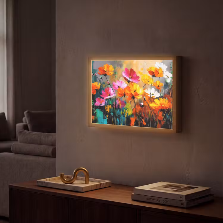 Lightbox - Wandlamp - Felgekleurd - Bloemblaadjes - Abstract — 2