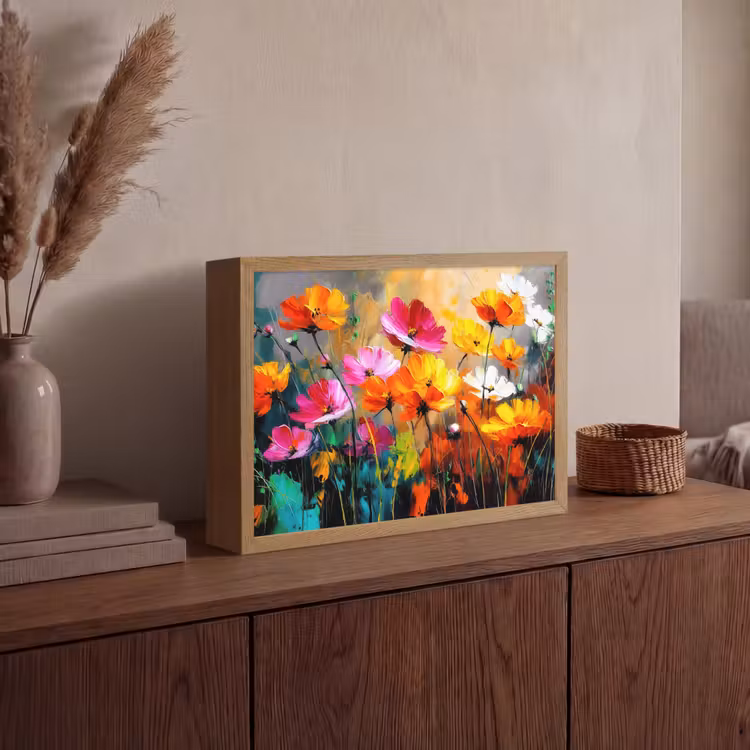 Lightbox - Wandlamp - Felgekleurd - Bloemblaadjes - Abstract — 4