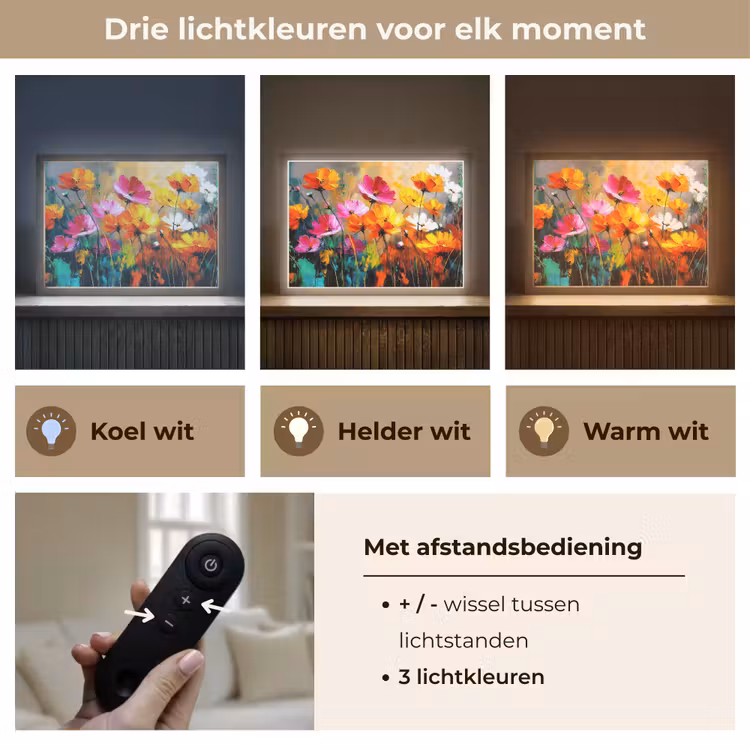 Lightbox - Wandlamp - Felgekleurd - Bloemblaadjes - Abstract — 8