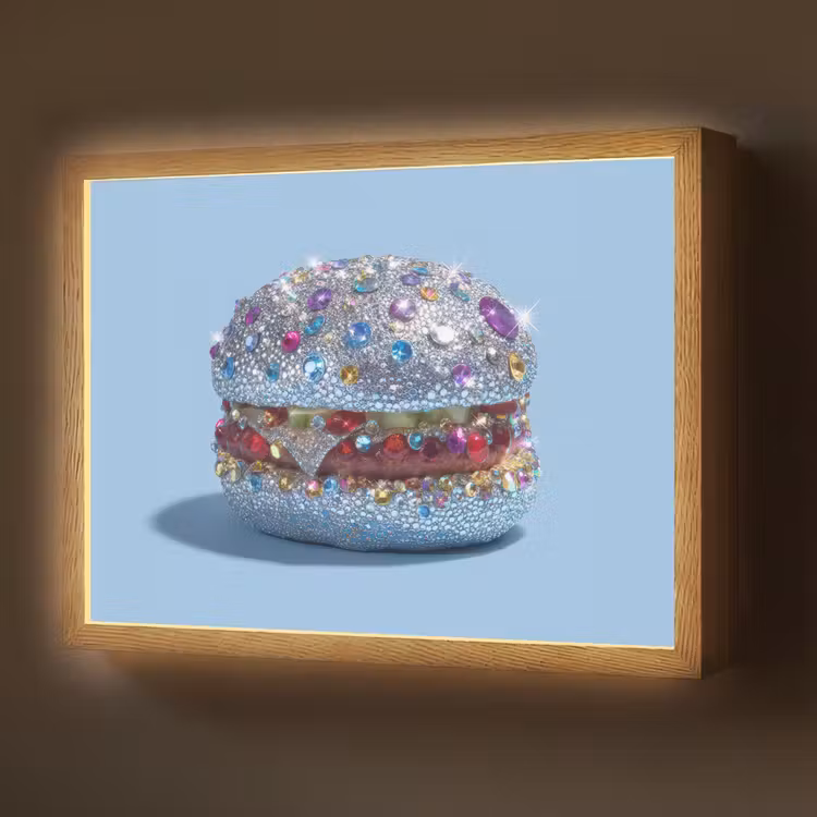 Lightbox - Wandlamp - Glitters - Hamburger - Blauw — 1