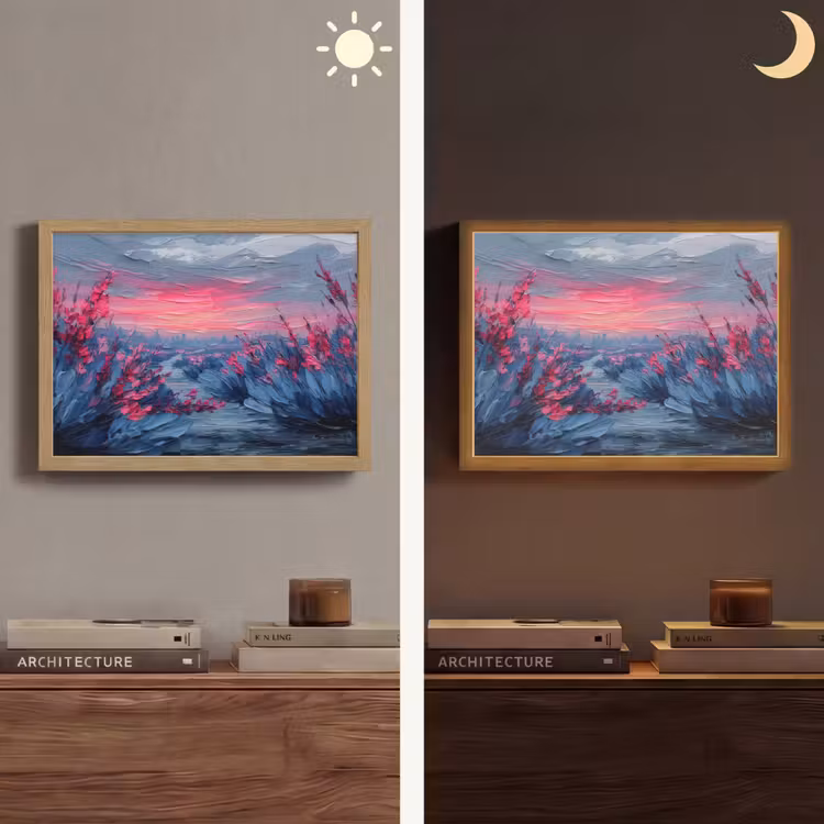 Lightbox - Wandlamp - Schilderij - Zonsondergang - Bloemen - Rivier — 6