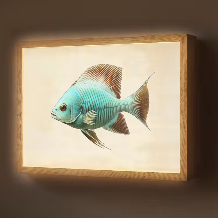 Lightbox - Wandlamp - Schubben - Vis - Mint - Minimalistisch — 1