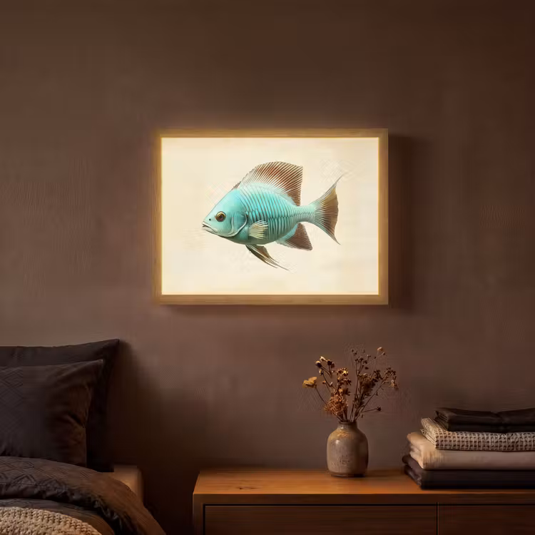 Lightbox - Wandlamp - Schubben - Vis - Mint - Minimalistisch — 3