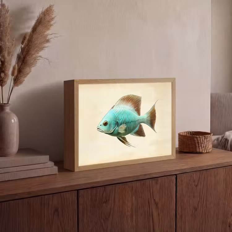 Lightbox - Wandlamp - Schubben - Vis - Mint - Minimalistisch — 4