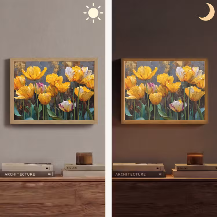 Lightbox - Wandlamp - Tulpen - Geel - Penseelstreken - Abstract — 6