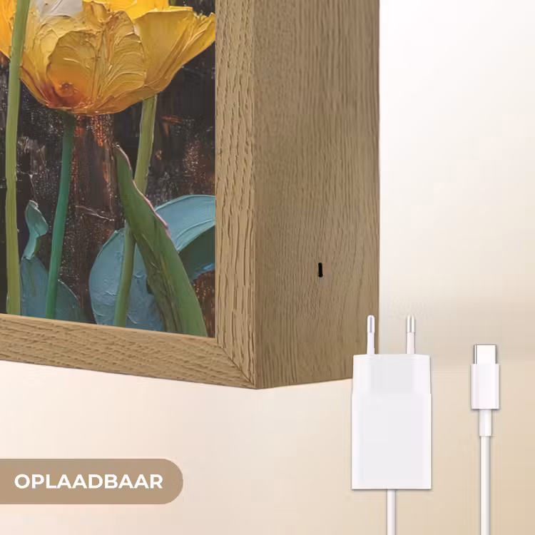 Lightbox - Wandlamp - Tulpen - Geel - Penseelstreken - Abstract — 7