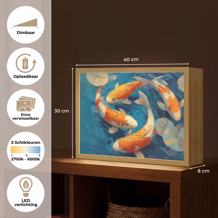 Lightbox - Wandlamp - Vissen - Waterlelies - Oranje - Water — 10