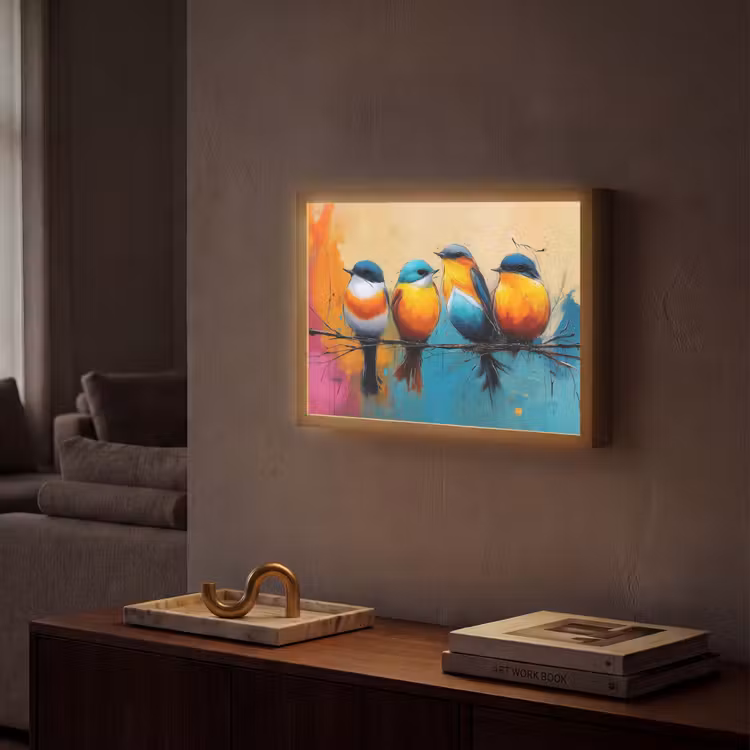Lightbox - Wandlamp - Vogels - Kleurrijk - Tak - Abstract — 2