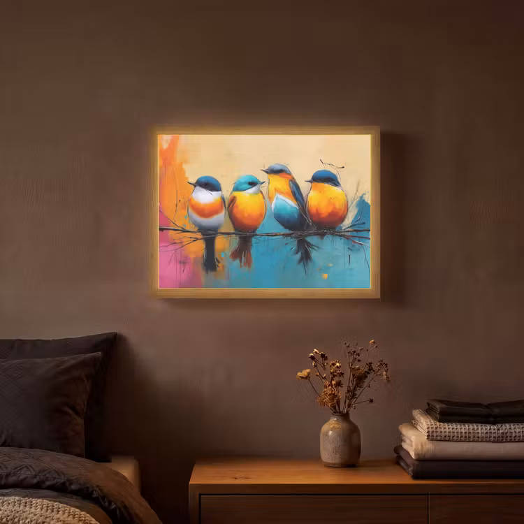 Lightbox - Wandlamp - Vogels - Kleurrijk - Tak - Abstract — 3