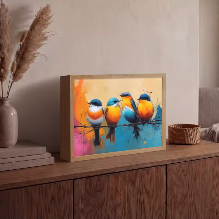 Lightbox - Wandlamp - Vogels - Kleurrijk - Tak - Abstract — 4