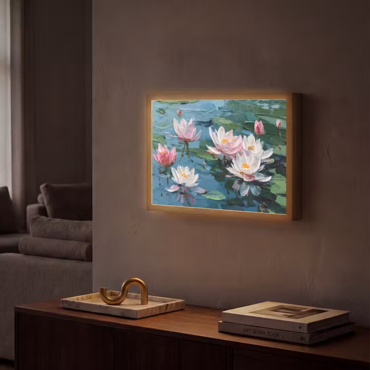 Lightbox - Wandlamp - Waterlelies - Bloemen - Roze - Water — 2