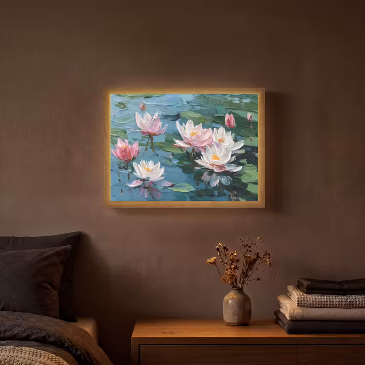 Lightbox - Wandlamp - Waterlelies - Bloemen - Roze - Water — 3