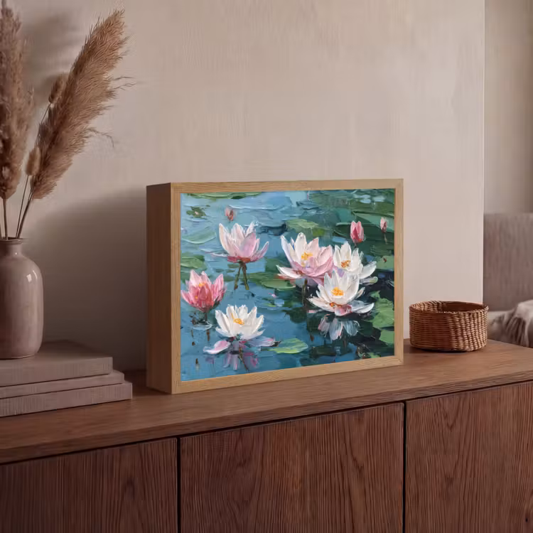 Lightbox - Wandlamp - Waterlelies - Bloemen - Roze - Water — 4