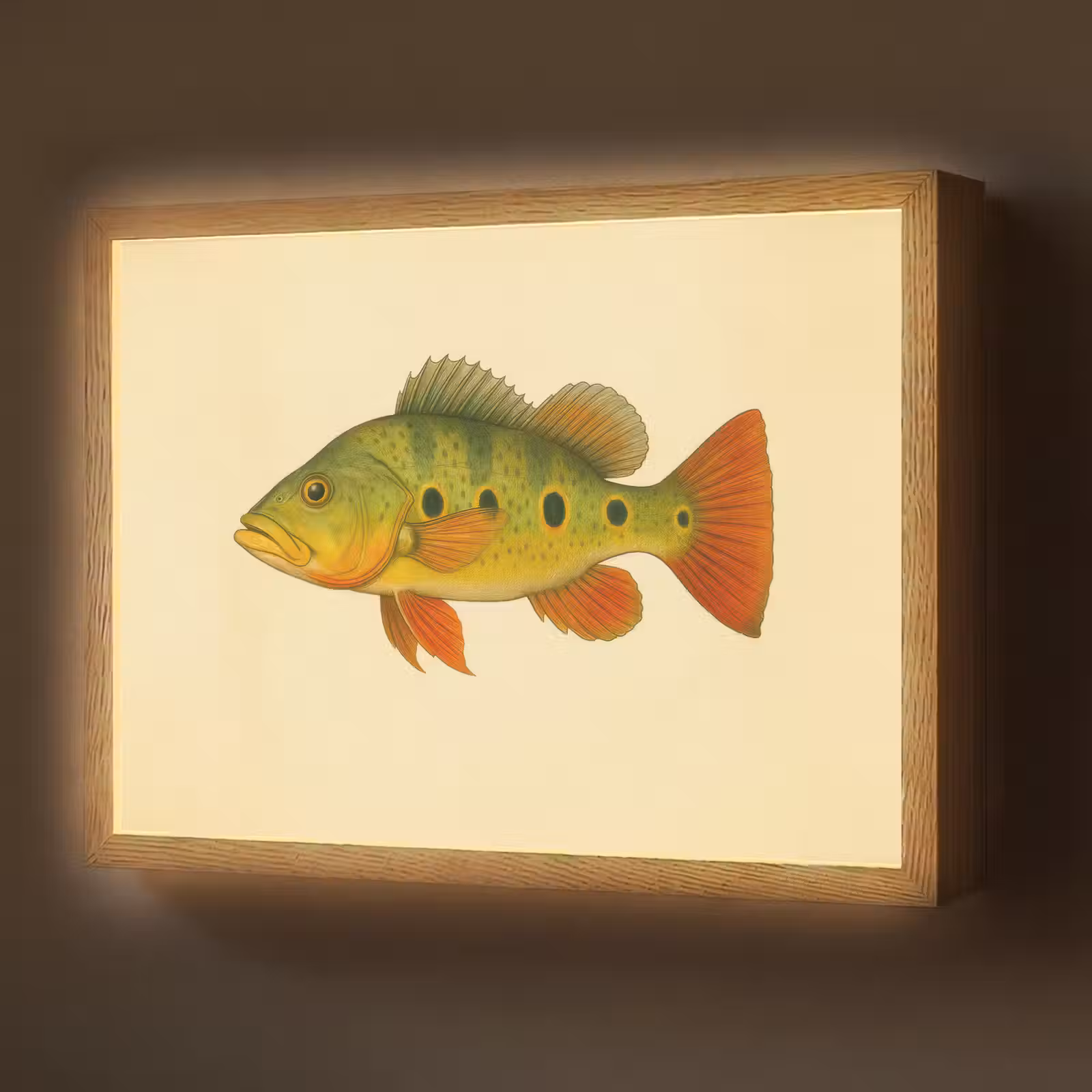 Lightbox - Wandlamp - Schubben - Vis - Groen - Illustratie — 1