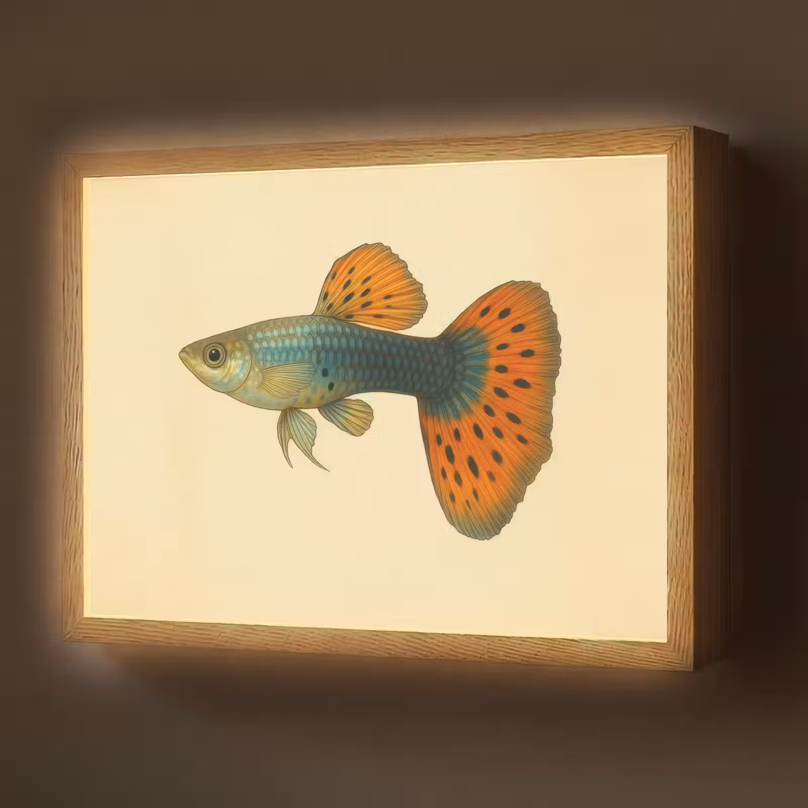 Lightbox - Wandlamp - Vis - illustratie - Stippen - Oranje — 1