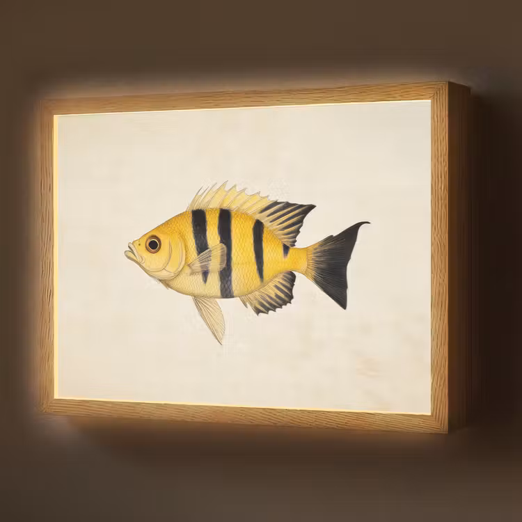 Lightbox - Wandlamp - Geel - Vis - Strepen - Tropisch — 1