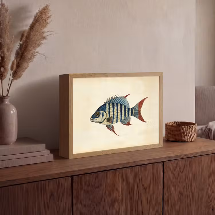 Lightbox - Wandlamp - Gestreept - Donkerblauw - Rugvin - Vis — 4