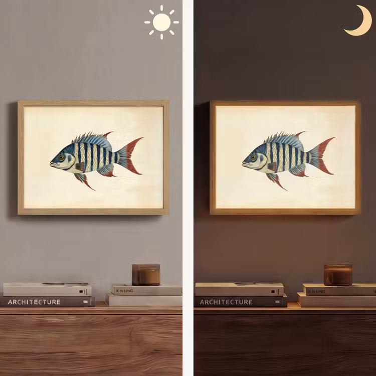 Lightbox - Wandlamp - Gestreept - Donkerblauw - Rugvin - Vis — 6
