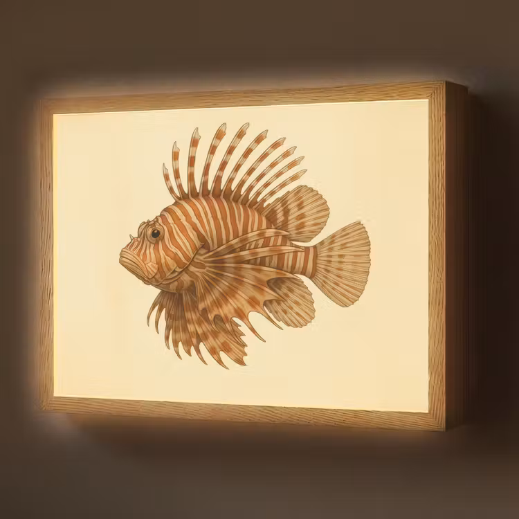 Lightbox - Wandlamp - Strepen - Vis - Rond - Stekels — 1