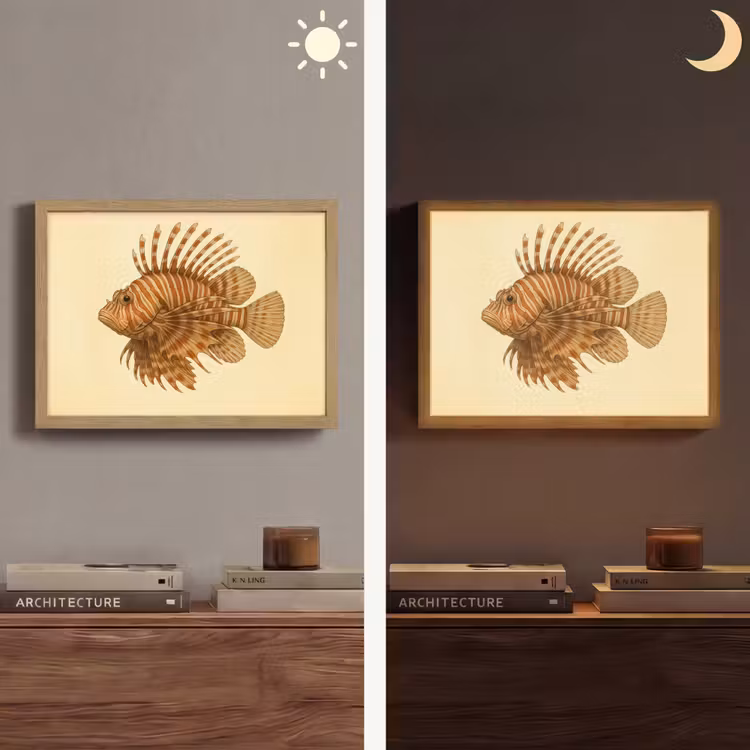 Lightbox - Wandlamp - Strepen - Vis - Rond - Stekels — 6