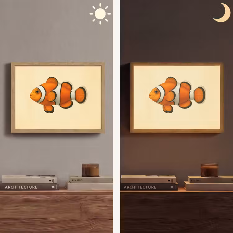 Lightbox - Wandlamp - Vis - Oranje - Strepen — 6