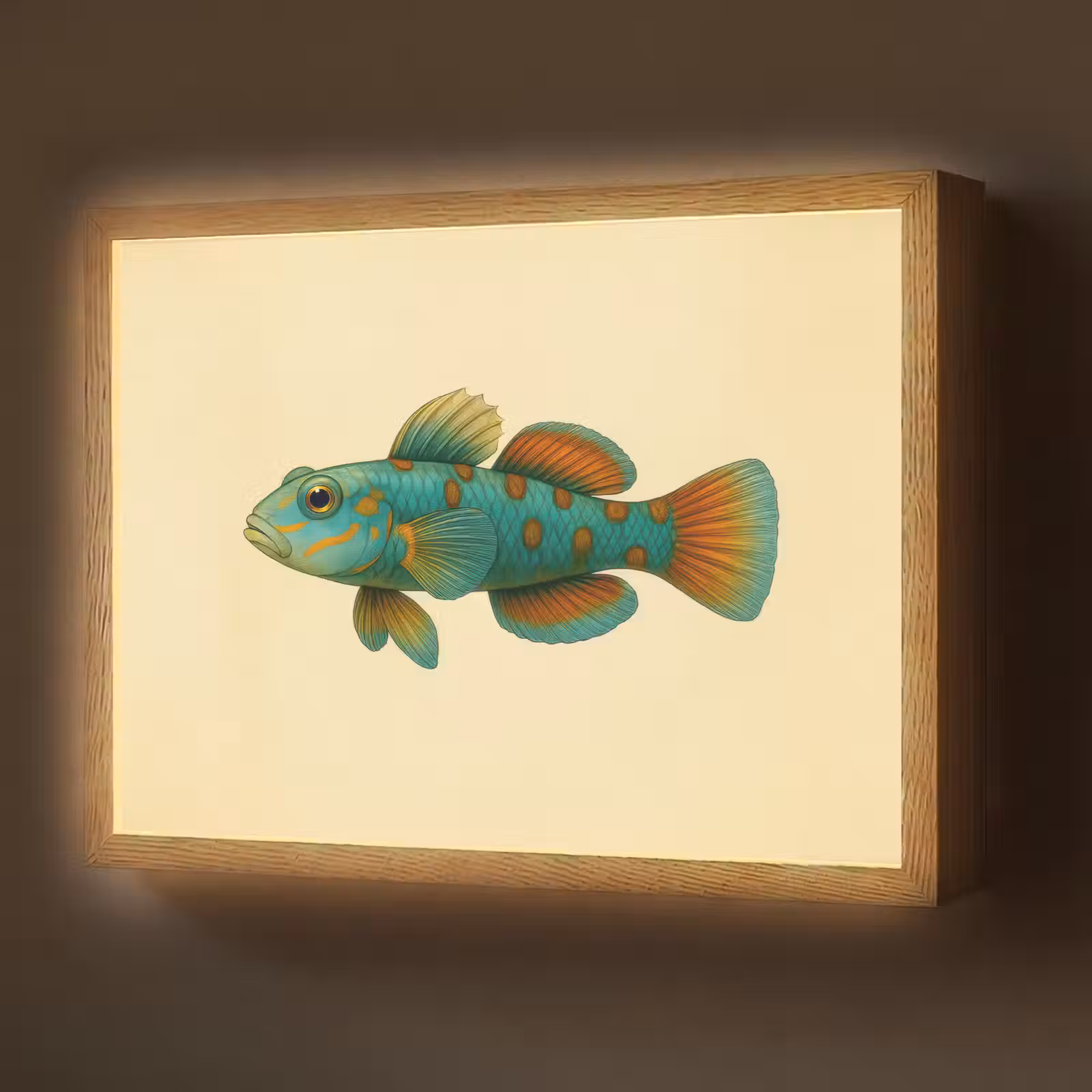 Lightbox - Wandlamp - Vis - Blauw - Stippen - Schubben — 1