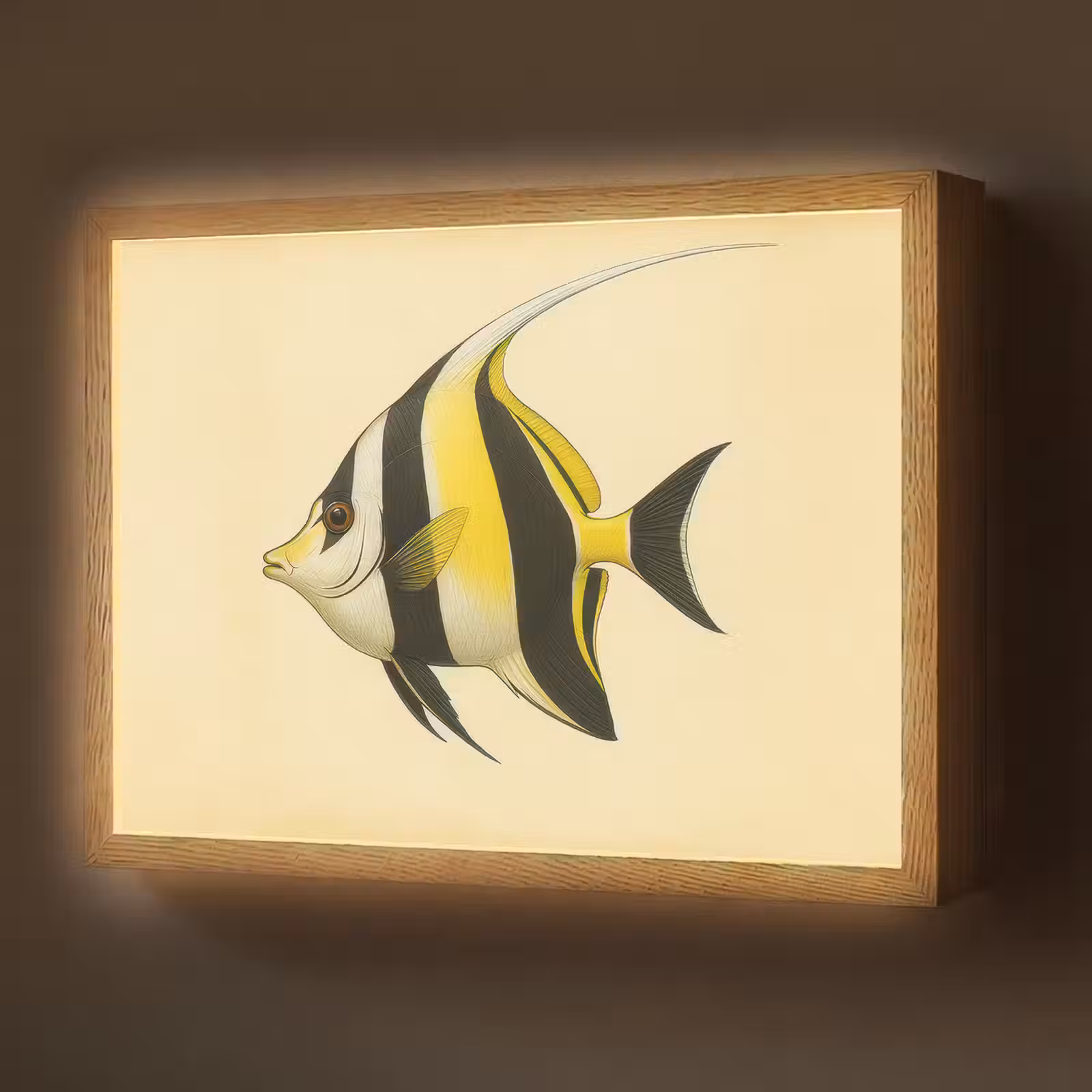 Lightbox - Wandlamp - Vis - Sierlijk - Rugvin - Geel — 1