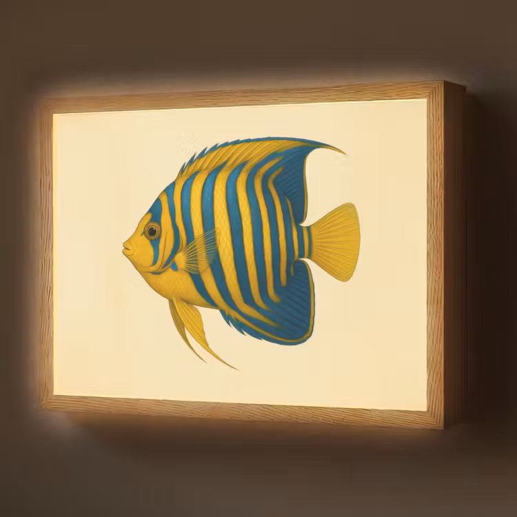 Lightbox - Wandlamp - Felgeel - Vis - Strepen - Vinnen — 1