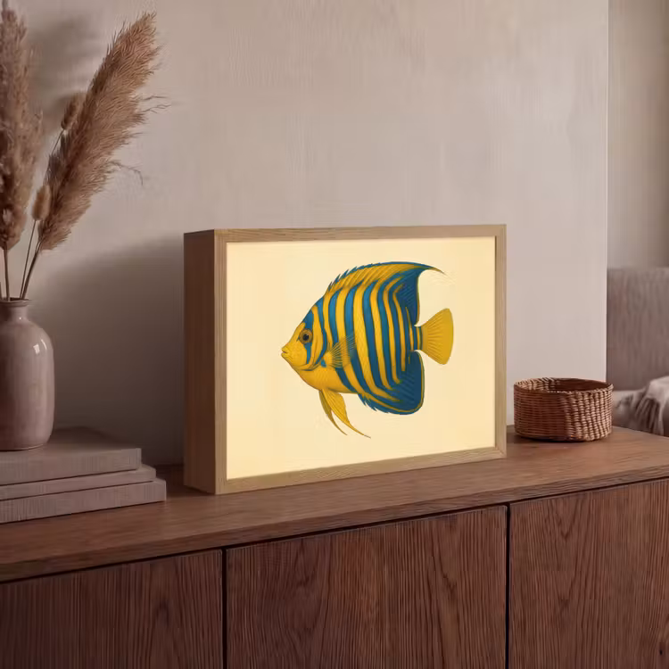 Lightbox - Wandlamp - Felgeel - Vis - Strepen - Vinnen — 4