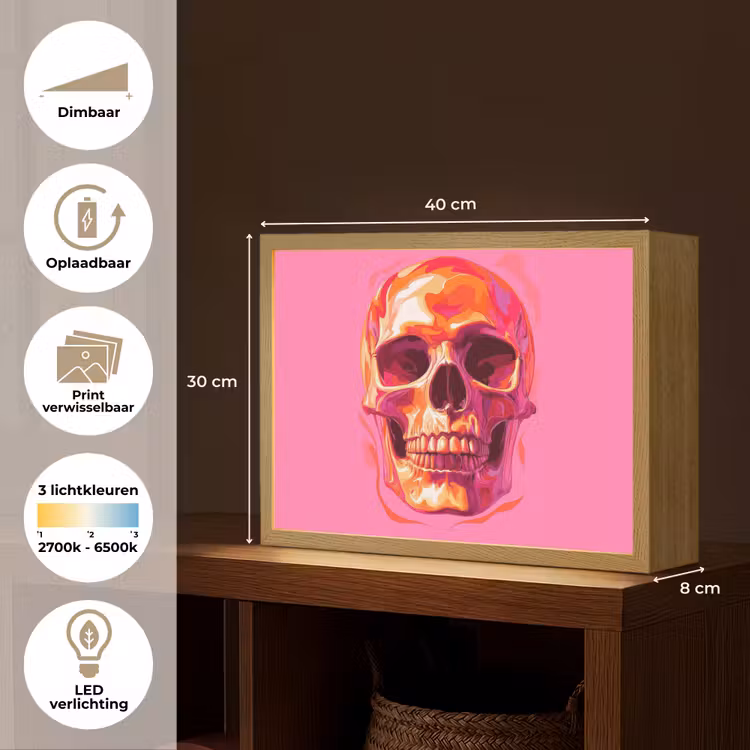 Lightbox - Wandlamp - Felroze - Tanden - Schedel — 10