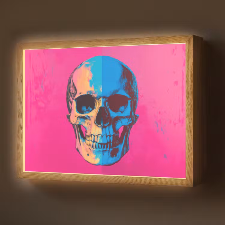 Lightbox - Wandlamp - Neon - Blauw - Pop-art - Schedel — 1