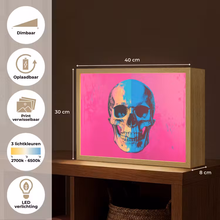 Lightbox - Wandlamp - Neon - Blauw - Pop-art - Schedel — 10