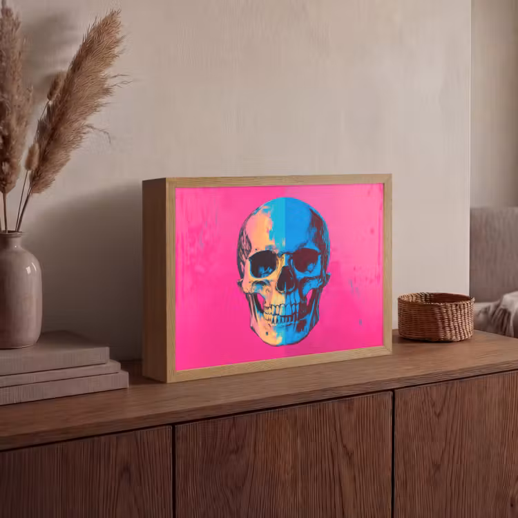 Lightbox - Wandlamp - Neon - Blauw - Pop-art - Schedel — 4