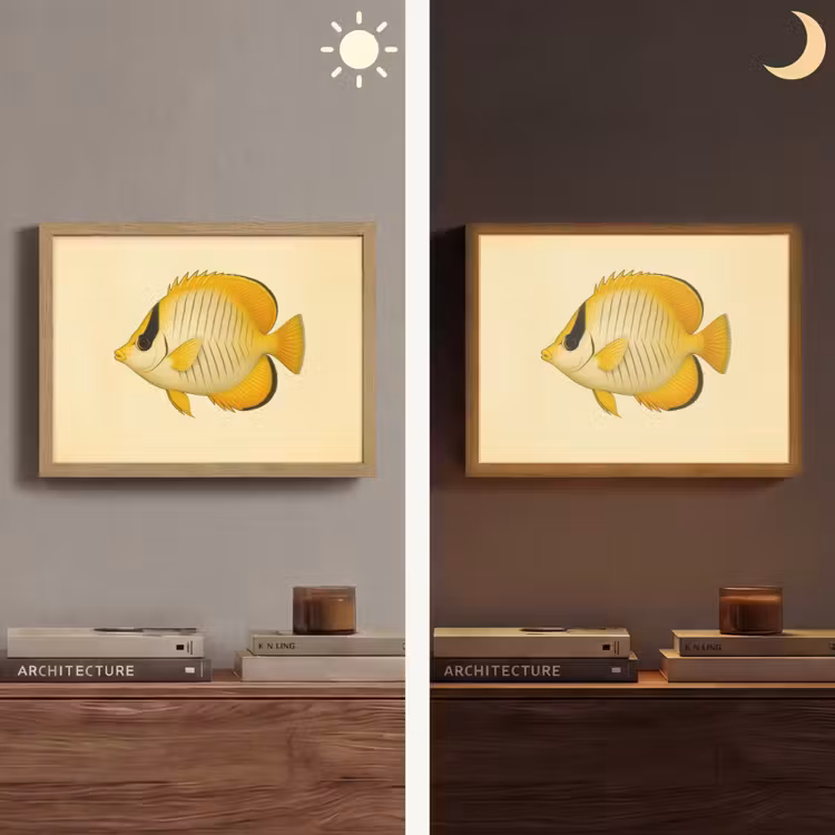 Lightbox - Wandlamp - Ovaal - Vis - Geel - Schubben — 6