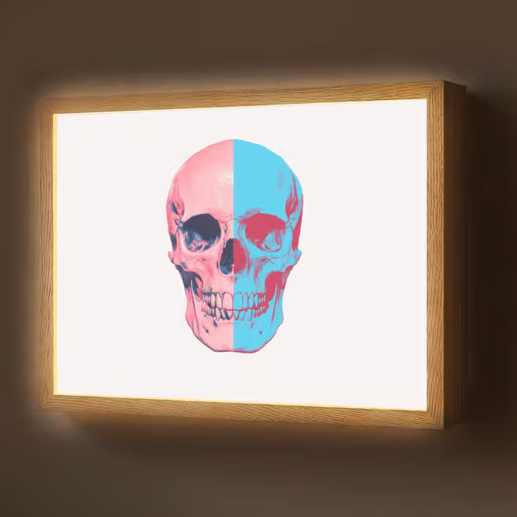 Lightbox - Wandlamp - Schedel - Grafisch - Roze - Verdeeld — 1