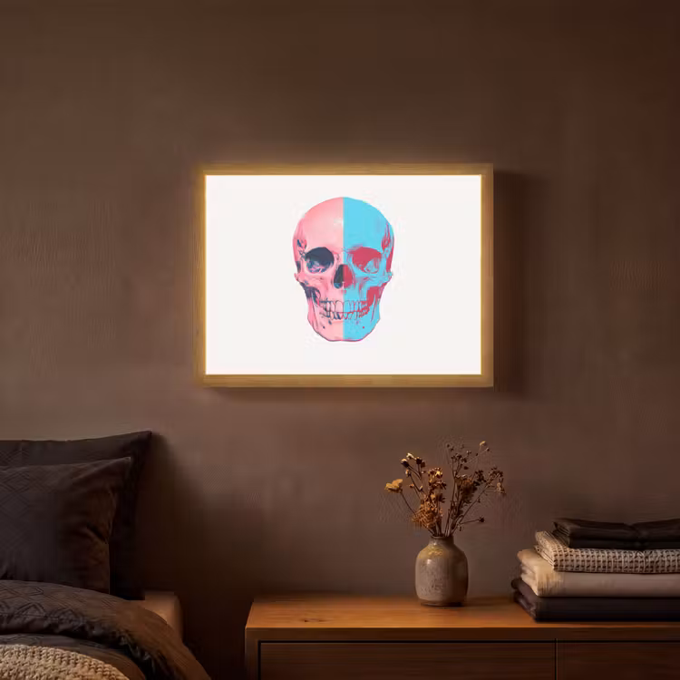 Lightbox - Wandlamp - Schedel - Grafisch - Roze - Verdeeld — 3