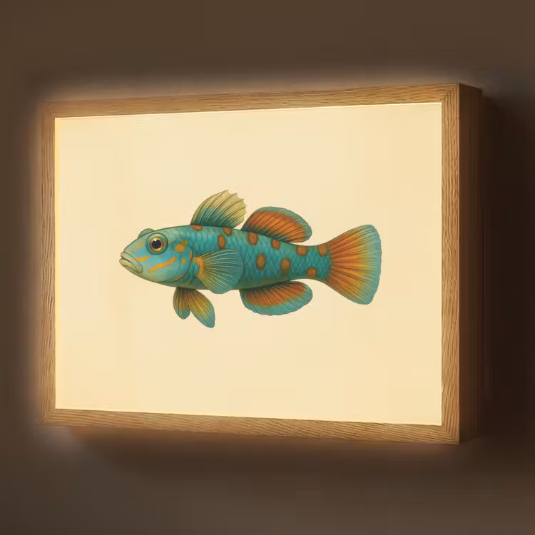 Lightbox - Wandlamp - Vis - Blauw - Stippen - Schubben — 1