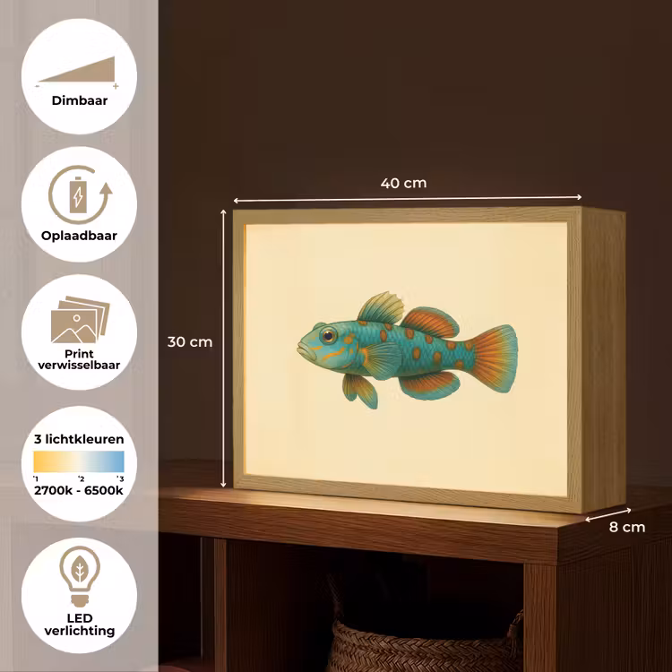 Lightbox - Wandlamp - Vis - Blauw - Stippen - Schubben — 10