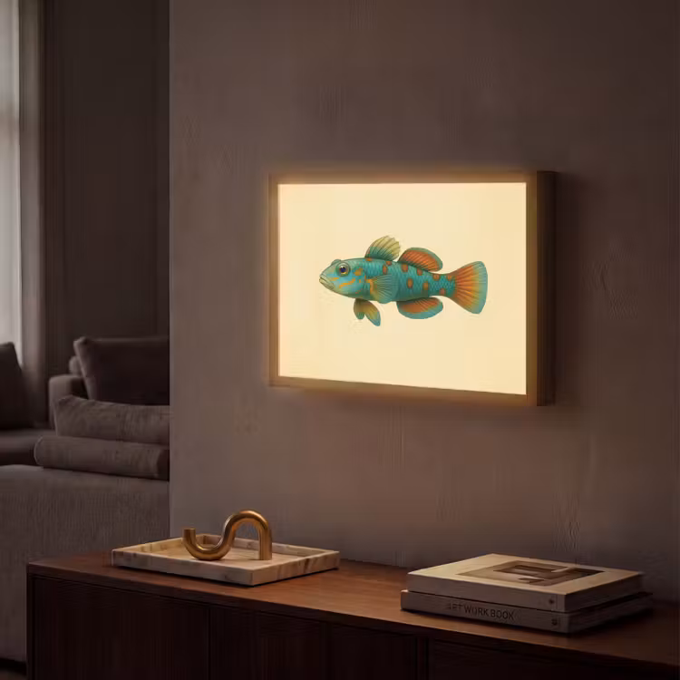 Lightbox - Wandlamp - Vis - Blauw - Stippen - Schubben — 2