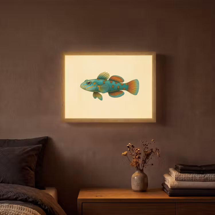 Lightbox - Wandlamp - Vis - Blauw - Stippen - Schubben — 3
