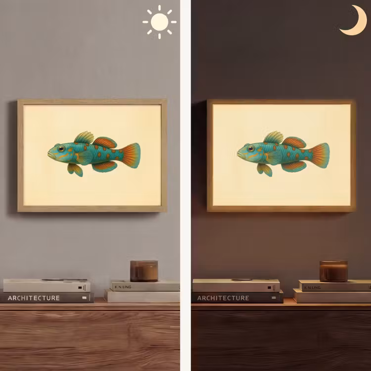 Lightbox - Wandlamp - Vis - Blauw - Stippen - Schubben — 6