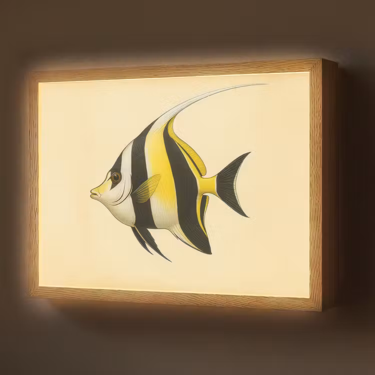 Lightbox - Wandlamp - Vis - Sierlijk - Rugvin - Geel — 1