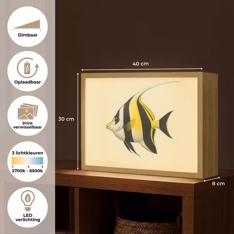 Lightbox - Wandlamp - Vis - Sierlijk - Rugvin - Geel — 10