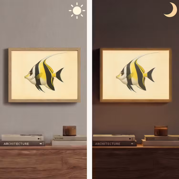Lightbox - Wandlamp - Vis - Sierlijk - Rugvin - Geel — 6