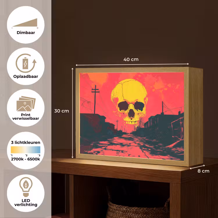 Lightbox - Wandlamp - Straat - Verlaten - Schedel - Geel — 10