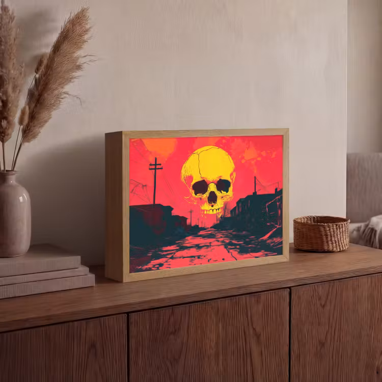 Lightbox - Wandlamp - Straat - Verlaten - Schedel - Geel — 4
