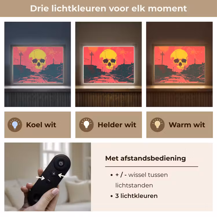 Lightbox - Wandlamp - Straat - Verlaten - Schedel - Geel — 8