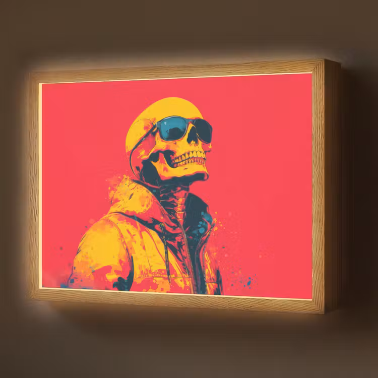 Lightbox - Wandlamp - Zonnebril - Schedel - Jas - Rood — 1