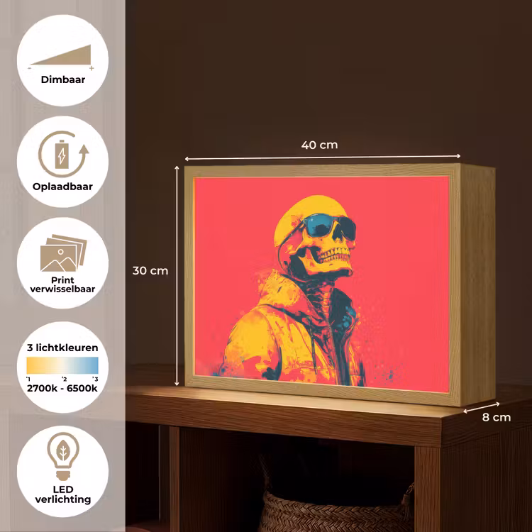 Lightbox - Wandlamp - Zonnebril - Schedel - Jas - Rood — 10