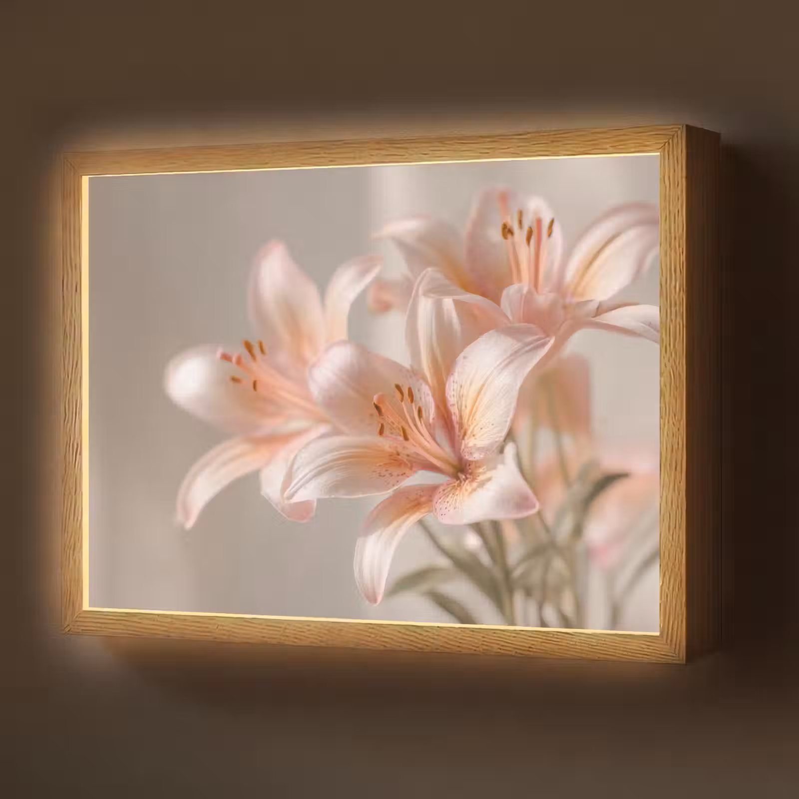 Lightbox - Wandlamp - Lelies - Meeldraden - Roze - Wazig — 1